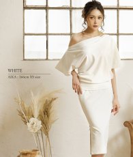 画像2: [Veautt]オフショルダー・ワンショルダー・セパレート・サイドスリット・タイト・ミディアムドレス・ワンピース《送料＆代引き手数料無料》 (2)