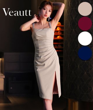 Veautt ベージュ タイトドレス ノースリーブ サイドジッパー XSサイズあり【Veautt/ヴュート】【OF05】ベアトップ/ フロント