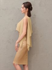 画像5: [ XS-Mサイズ / 3カラー ][Veautt]シフォンケープ・オープンショルダー・2way・サイドファスナー・タイト・ミディアムドレス《送料＆代引き手数料無料》 (5)