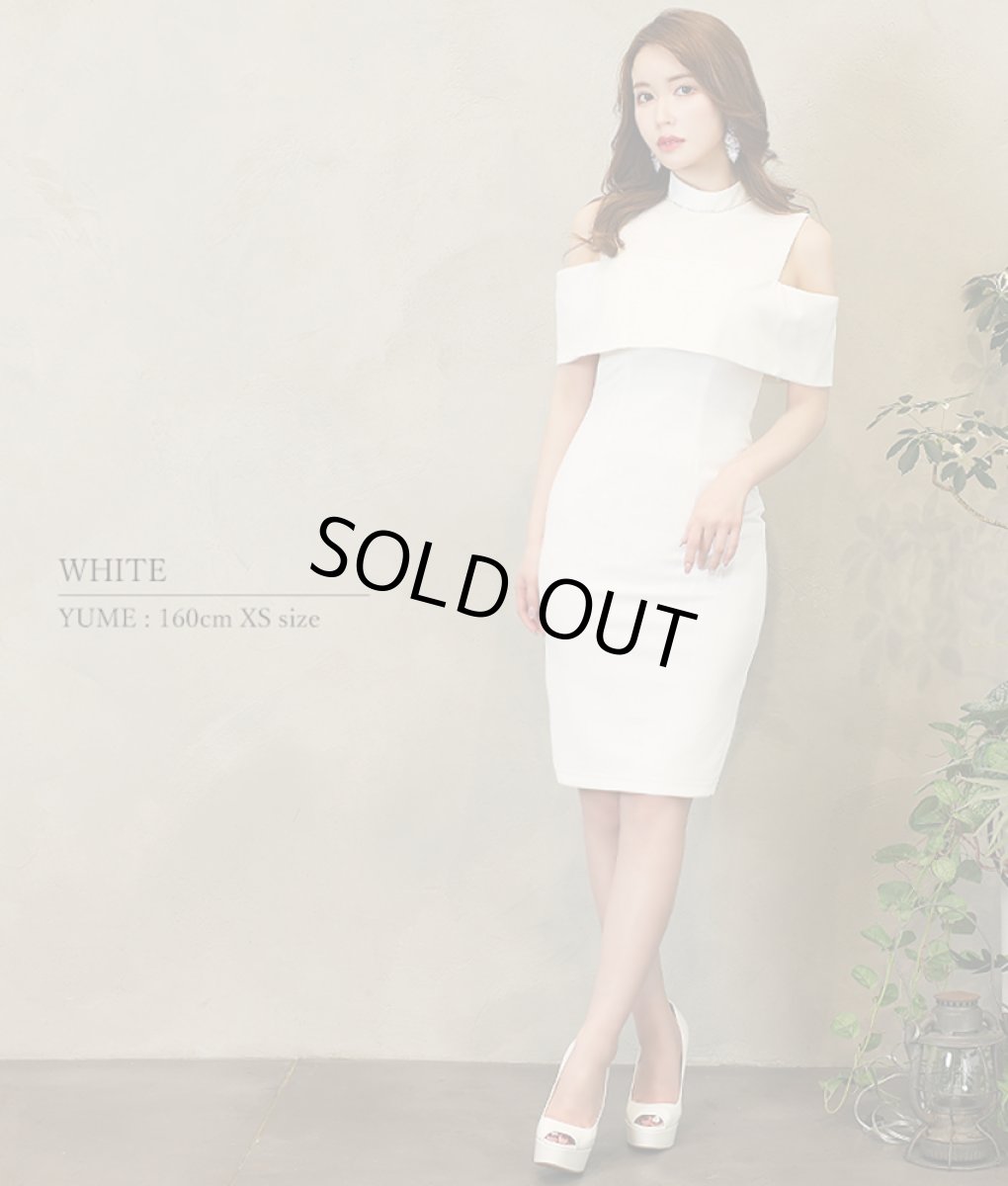 画像2: [Veautt]プチハイネック・シンプル・オープンショルダー・半袖・タイト・ミニドレス・ワンピース[MIRIN着用]《送料＆代引き手数料無料》 (2)