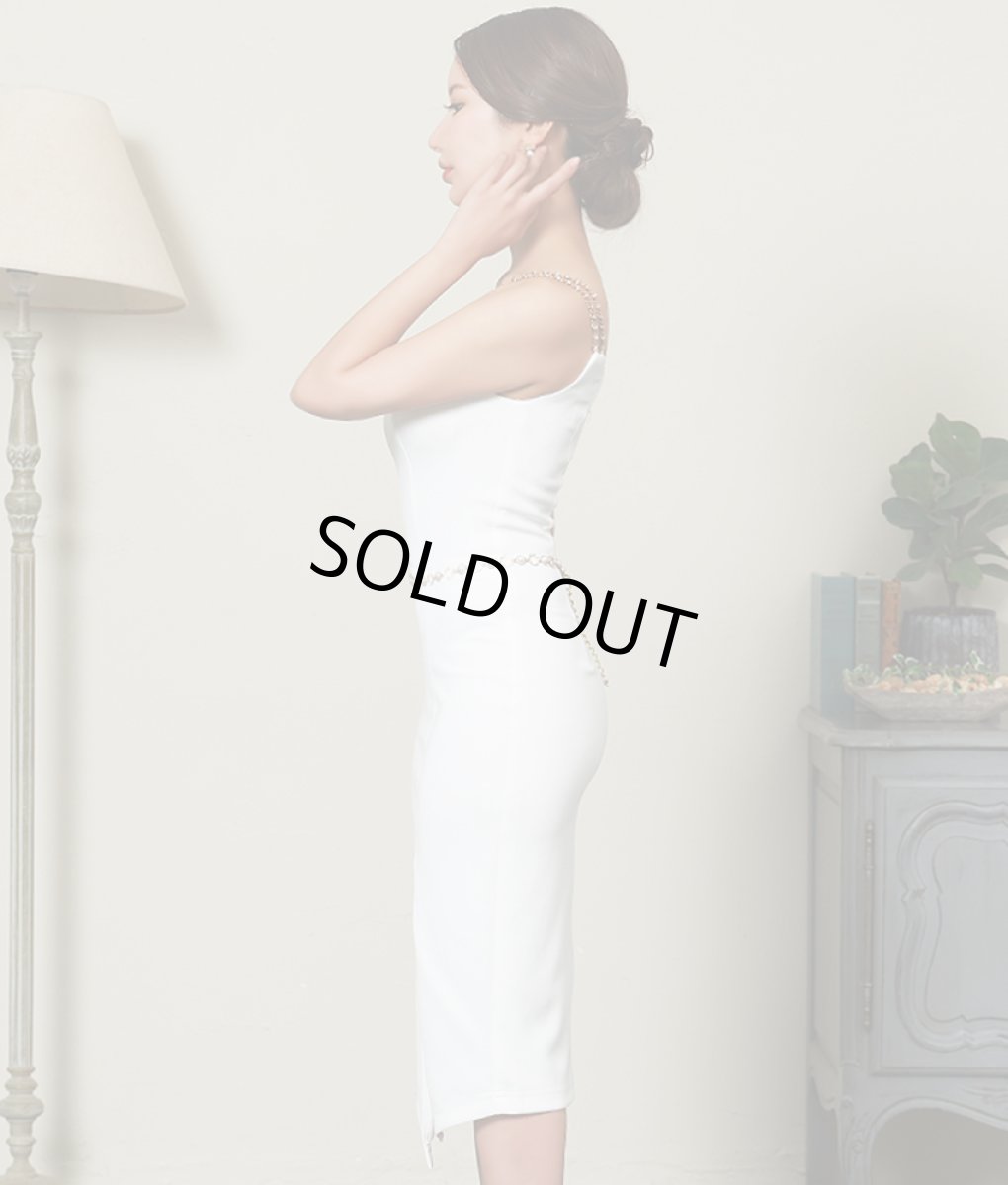 画像2: [Veautt]キャミソール・シンプル・肩紐ビジュー・フロントスリット・タイト・ミニドレス・ワンピース《送料＆代引き手数料無料》 (2)