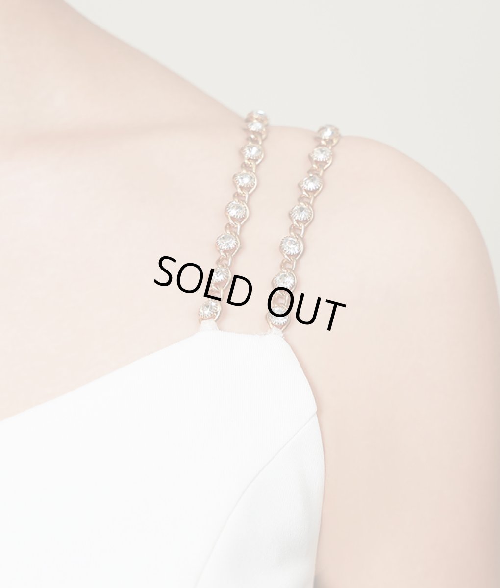 画像6: [Veautt]キャミソール・シンプル・肩紐ビジュー・フロントスリット・タイト・ミニドレス・ワンピース《送料＆代引き手数料無料》 (6)