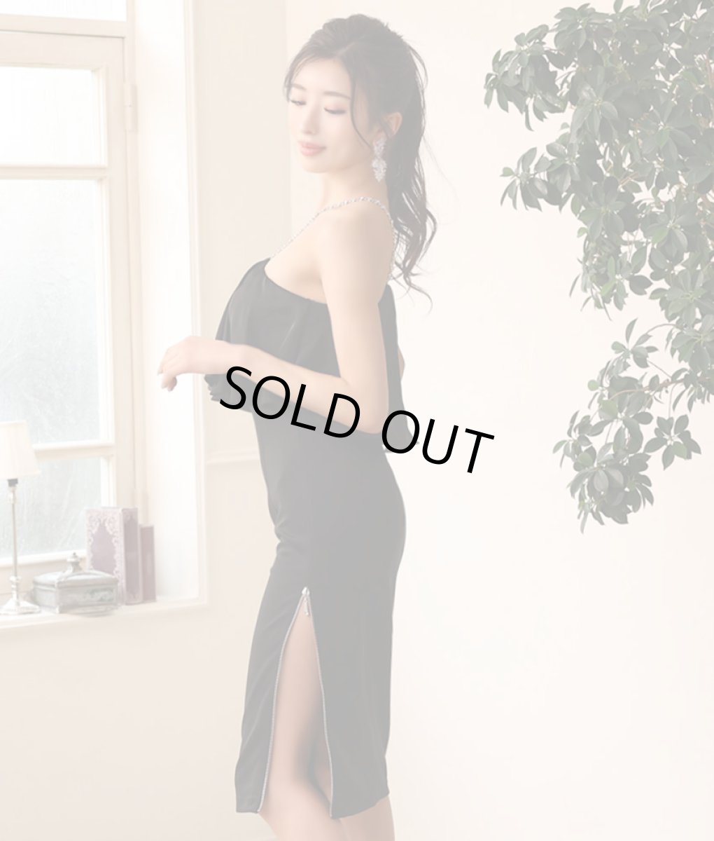 画像4: [Veautt]ノースリーブ・ホルターネック・胸元フリル・ショルダーチェーン・タイト・ミディアムドレス・ワンピース[送料無料] (4)