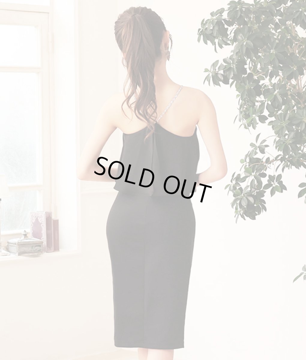 画像5: [Veautt]ノースリーブ・ホルターネック・胸元フリル・ショルダーチェーン・タイト・ミディアムドレス・ワンピース[送料無料] (5)