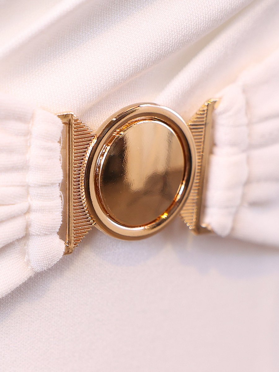 画像9: [Veautt]ノースリーブ・ベルトデザイン・バストタック・シンプル・ストレッチ・タイト・ミディアムドレス《送料＆代引き手数料無料》 (9)