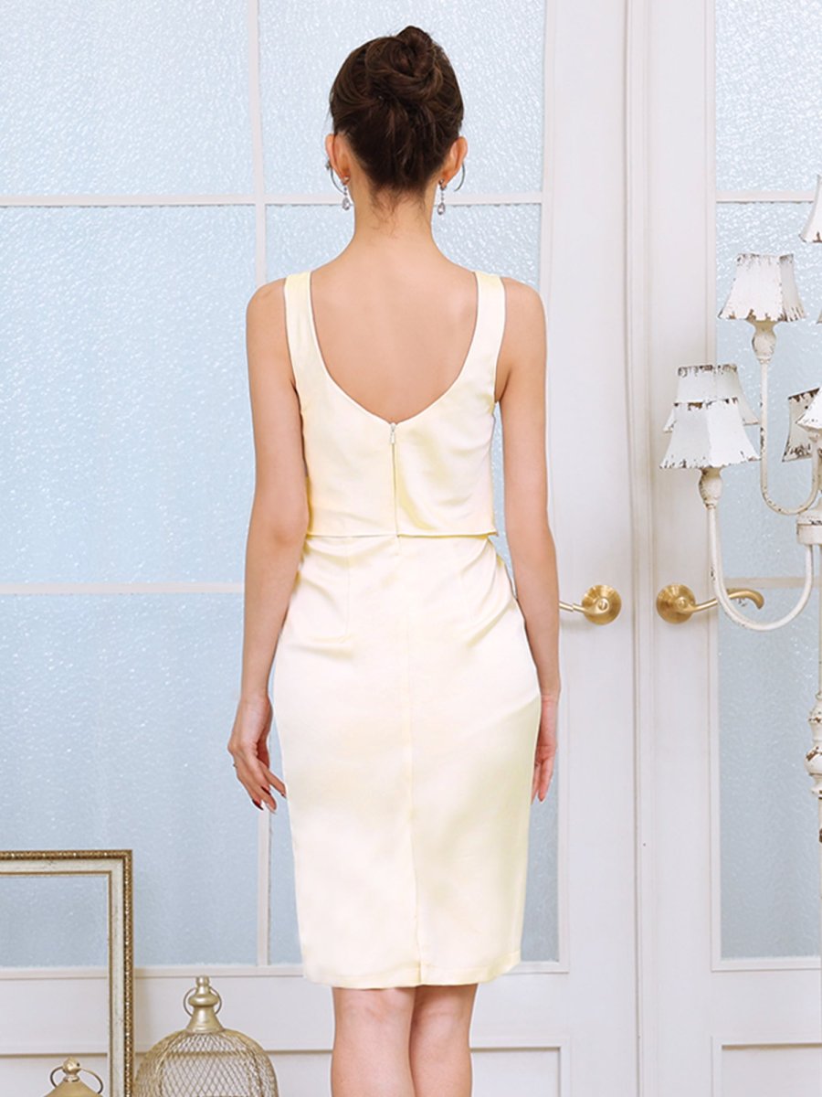 画像6: [Veautt]ボウタイデザイン・サテン・サイドファスナー・ミディアムタイトドレス《送料＆代引き手数料無料》 (6)