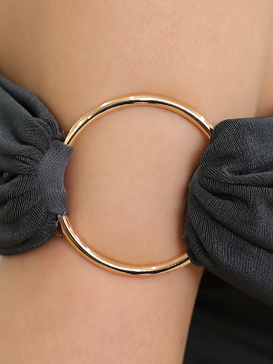 画像7: [Veautt]ワンショルダー・ドレープ・リングポイント・サイドスリット・タイト・ミディアムドレス・ワンピース《送料＆代引き手数料無料》 (7)