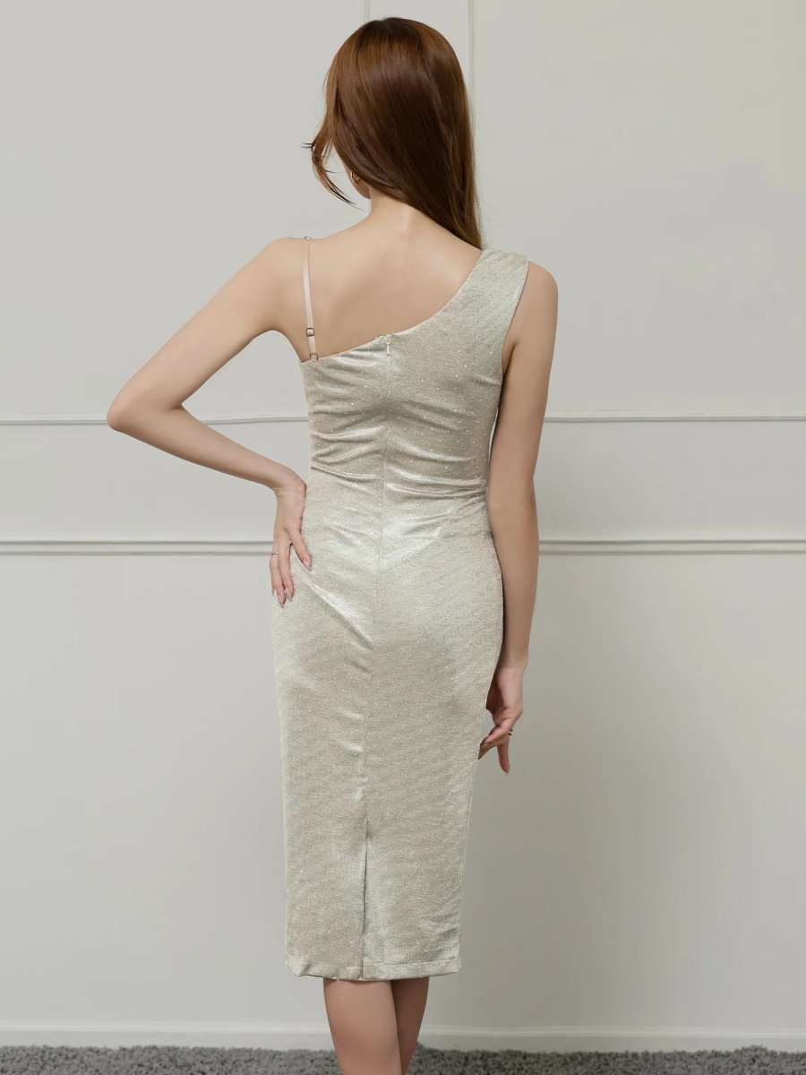 画像6: [Veautt]アシンメトリーショルダー・スタッズ・ミディアムドレス《送料＆代引き手数料無料》 (6)