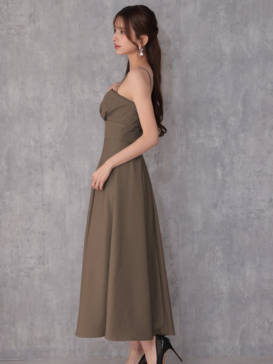 画像2: [Veautt]べアトップ・バストタック・ウエストマーク・プリーツ・フレア・ロングドレス《送料＆代引き手数料無料》 (2)