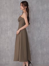 画像2: [Veautt]べアトップ・バストタック・ウエストマーク・プリーツ・フレア・ロングドレス《送料＆代引き手数料無料》 (2)