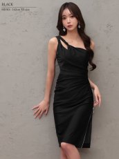 画像8: [ XS-Mサイズ / 4カラー ][Veautt]ワンショルダー・ウエストタック・アシンメトリー・バイカラー・ミディアムドレス《送料＆代引き手数料無料》 (8)