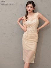 画像3: [ XS-Mサイズ / 4カラー ][Veautt]ワンショルダー・シアー・メッシュ・スリット・タイト・ミディアムドレス《送料＆代引き手数料無料》 (3)