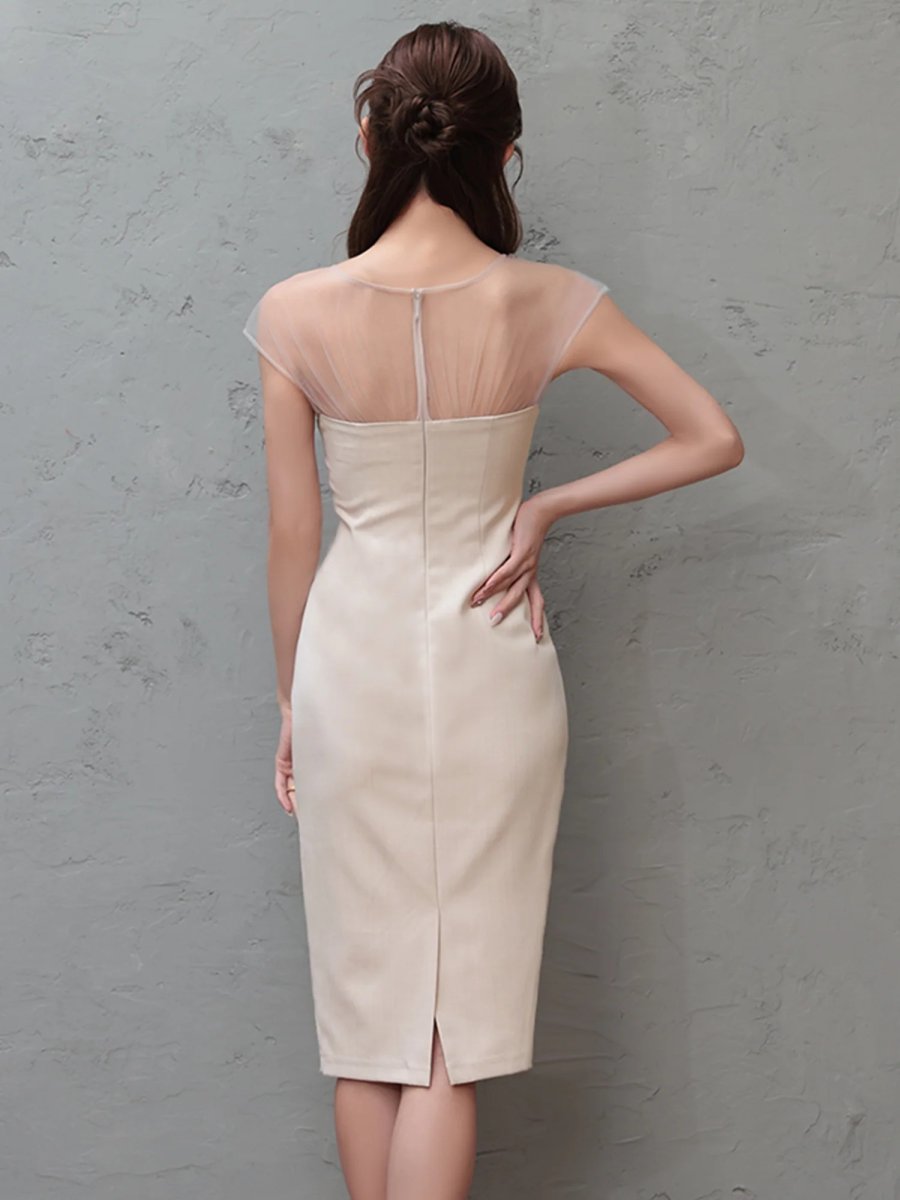 画像5: [Veautt]シアーショルダー・ビジュー・タイト・ミディアムドレス《送料＆代引き手数料無料》 (5)