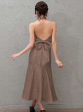 画像4: [Veautt]フロントクロスデザイン・バックオープン・リボン・マーメード・フレア・ミディアムロングドレス《送料＆代引き手数料無料》 (4)