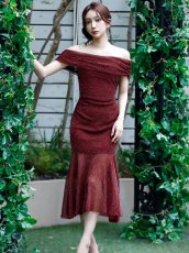 画像2: [ XS-Mサイズ / 4カラー ][Veautt]オフショルダー・ドレープ・ラメ・シアー・タイト・ロングドレス《送料＆代引き手数料無料》 (2)