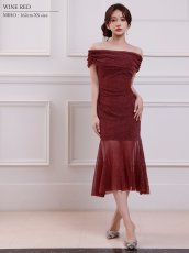 画像3: [ XS-Mサイズ / 4カラー ][Veautt]オフショルダー・ドレープ・ラメ・シアー・タイト・ロングドレス《送料＆代引き手数料無料》 (3)
