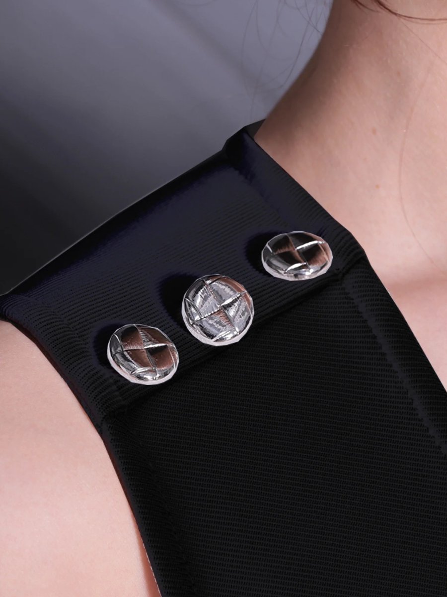 画像9: [Veautt]バンテージドレス・フロントファスナー・ベージュ・ブラック・ボタン・ストレッチ・タイト・ミディアムドレス《送料＆代引き手数料無料》 (9)