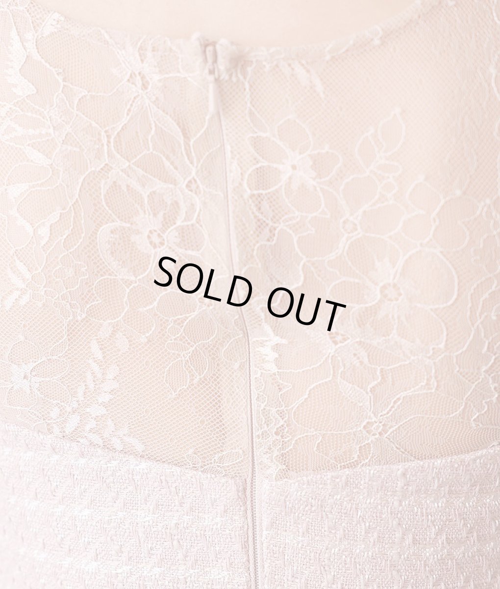 画像11: [Veautt]ノースリーブ・レース・ツイード・ピンクベージュ・ハイウエスト・リボン・ストレッチ・タイト・ミニドレス・ワンピース[山崎みどり着用]《送料＆代引き手数料無料》 (11)