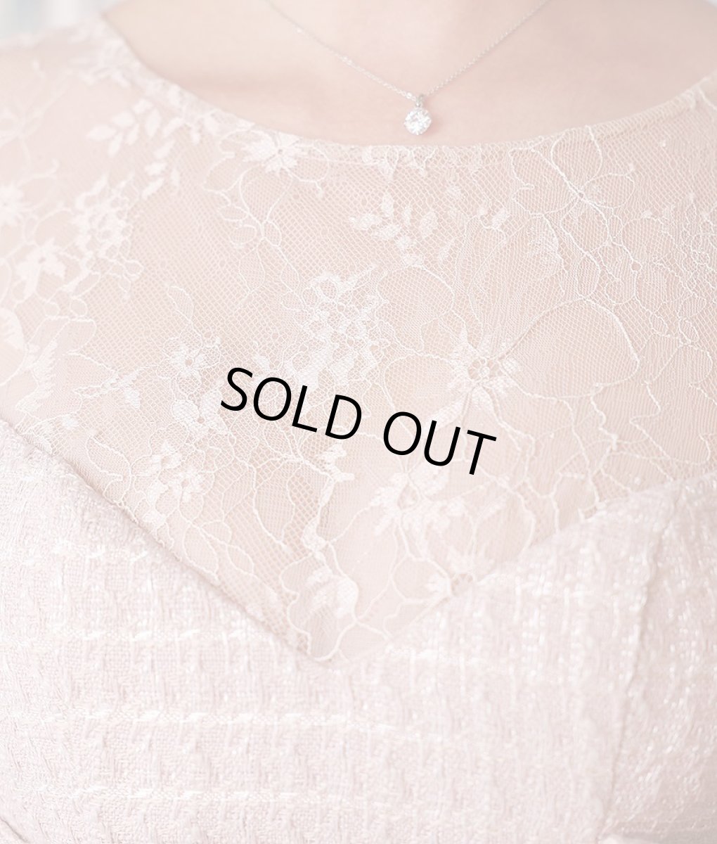 画像9: [Veautt]ノースリーブ・レース・ツイード・ピンクベージュ・ハイウエスト・リボン・ストレッチ・タイト・ミニドレス・ワンピース[山崎みどり着用]《送料＆代引き手数料無料》 (9)