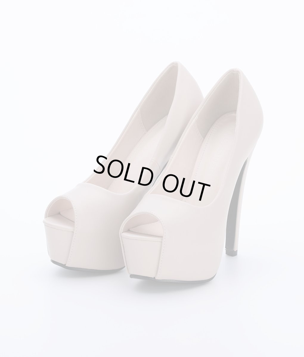 画像2: 前厚・14cmヒール・オープントゥー・シンプル・ハイヒール・パンプス (2)