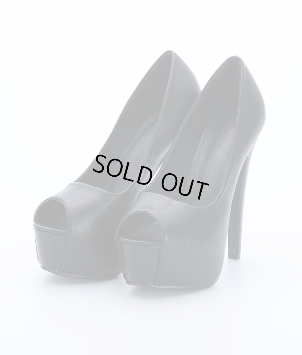 画像3: 前厚・14cmヒール・オープントゥー・シンプル・ハイヒール・パンプス (3)