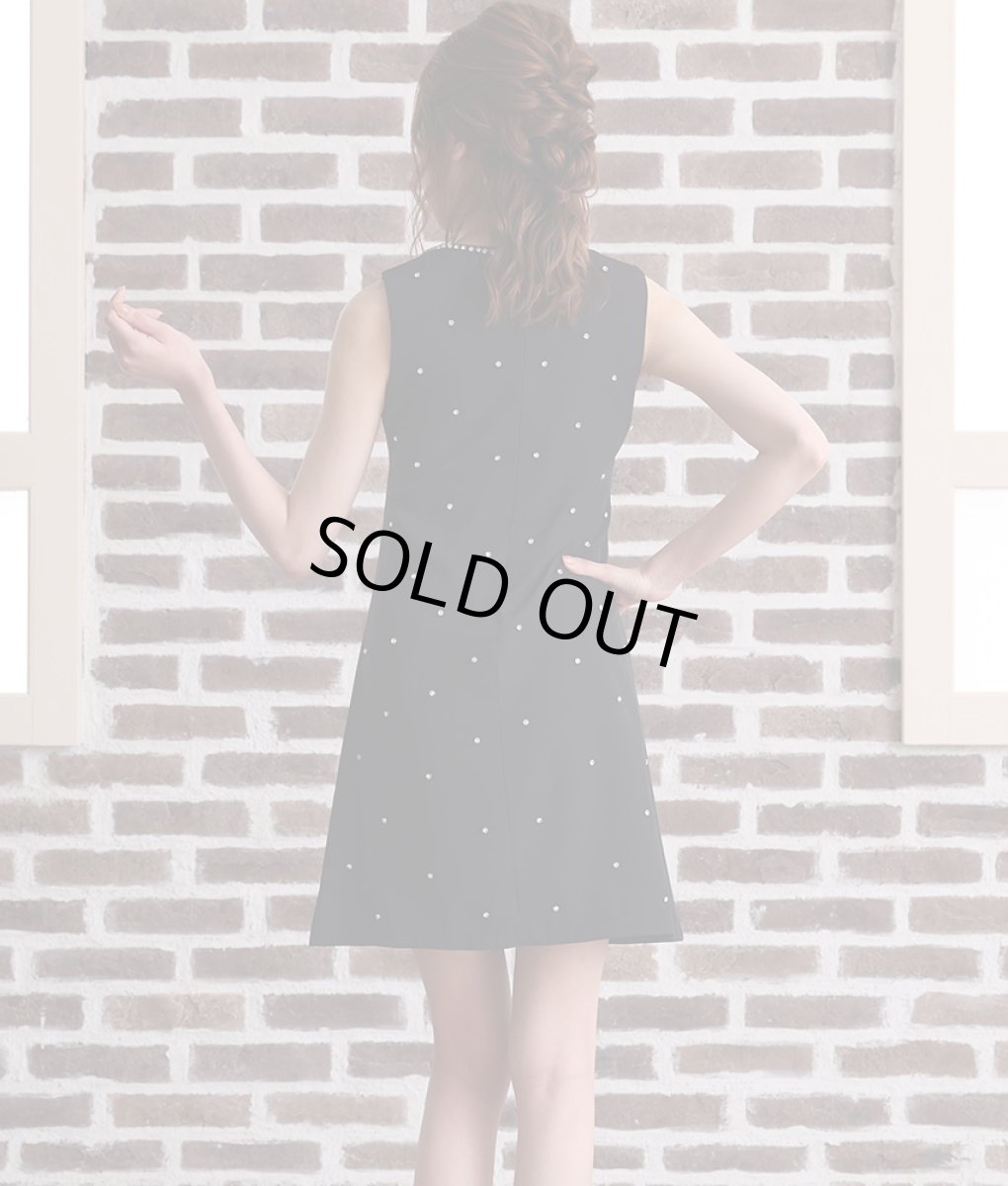 画像3: [rinfarre]ドール風・ビジュー付き・ブラック・Aライン・ノースリーブ・ショート・ミニドレス・ワンピース[関あいか着用][送料無料] (3)