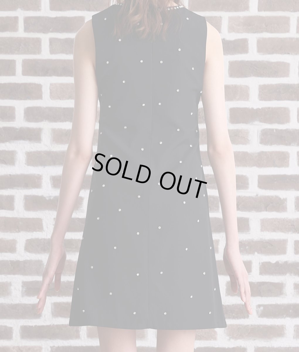 画像8: [rinfarre]ドール風・ビジュー付き・ブラック・Aライン・ノースリーブ・ショート・ミニドレス・ワンピース[関あいか着用][送料無料] (8)