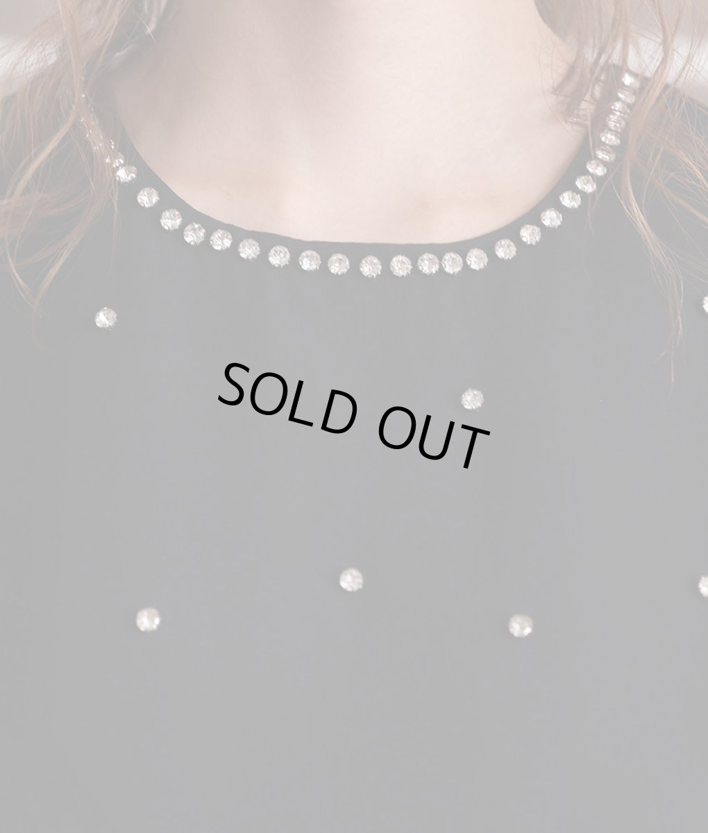 画像9: [rinfarre]ドール風・ビジュー付き・ブラック・Aライン・ノースリーブ・ショート・ミニドレス・ワンピース[関あいか着用][送料無料] (9)