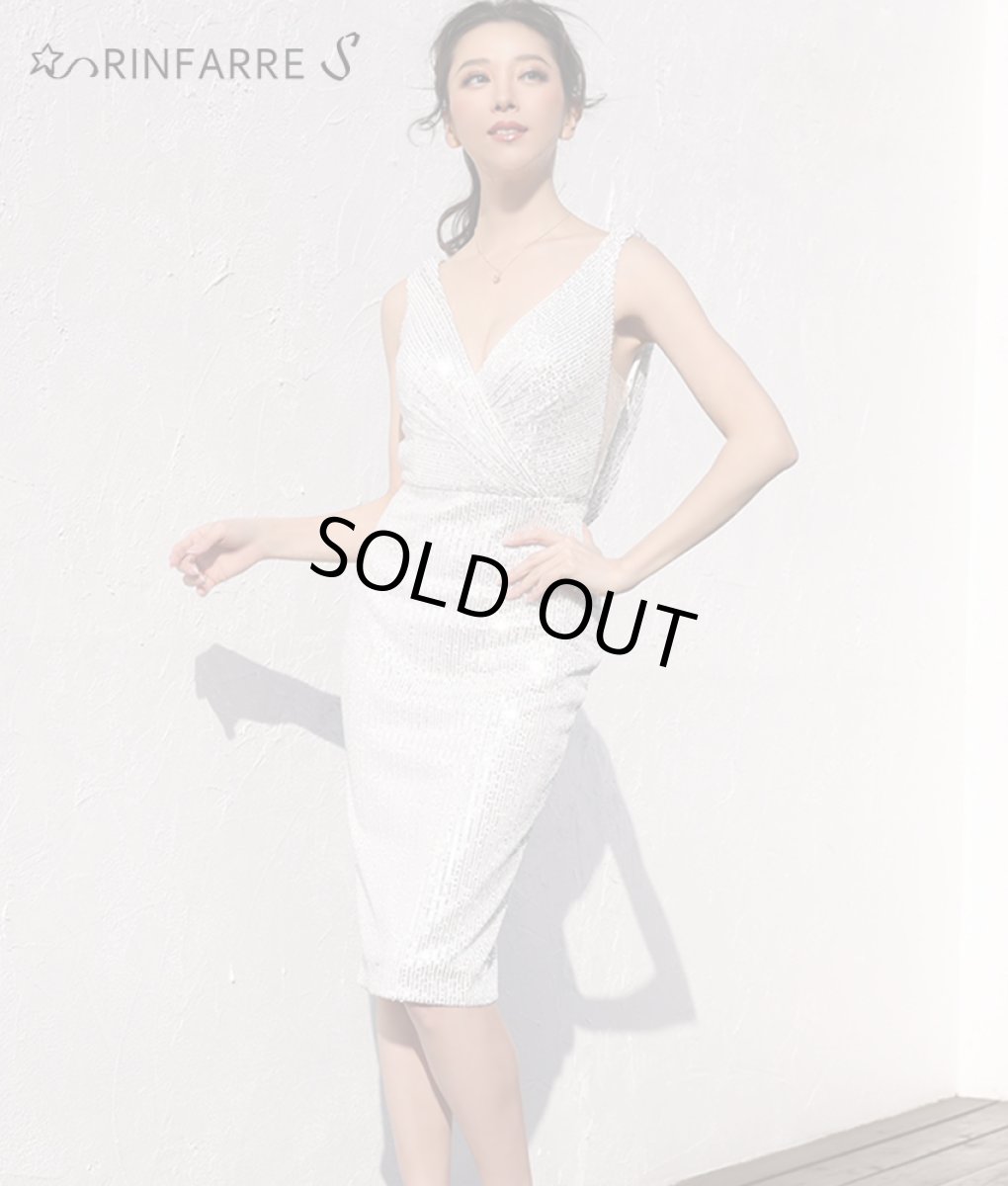 画像2: [rinfarre×JEANMACLEAN]オリジナル・総スパンコール・ラグジュアリー・背中開き・バックシャン・タイト・ミディアム・ドレス[MIRIN・山崎みどり着用]《送料＆代引き手数料無料》mywh (2)