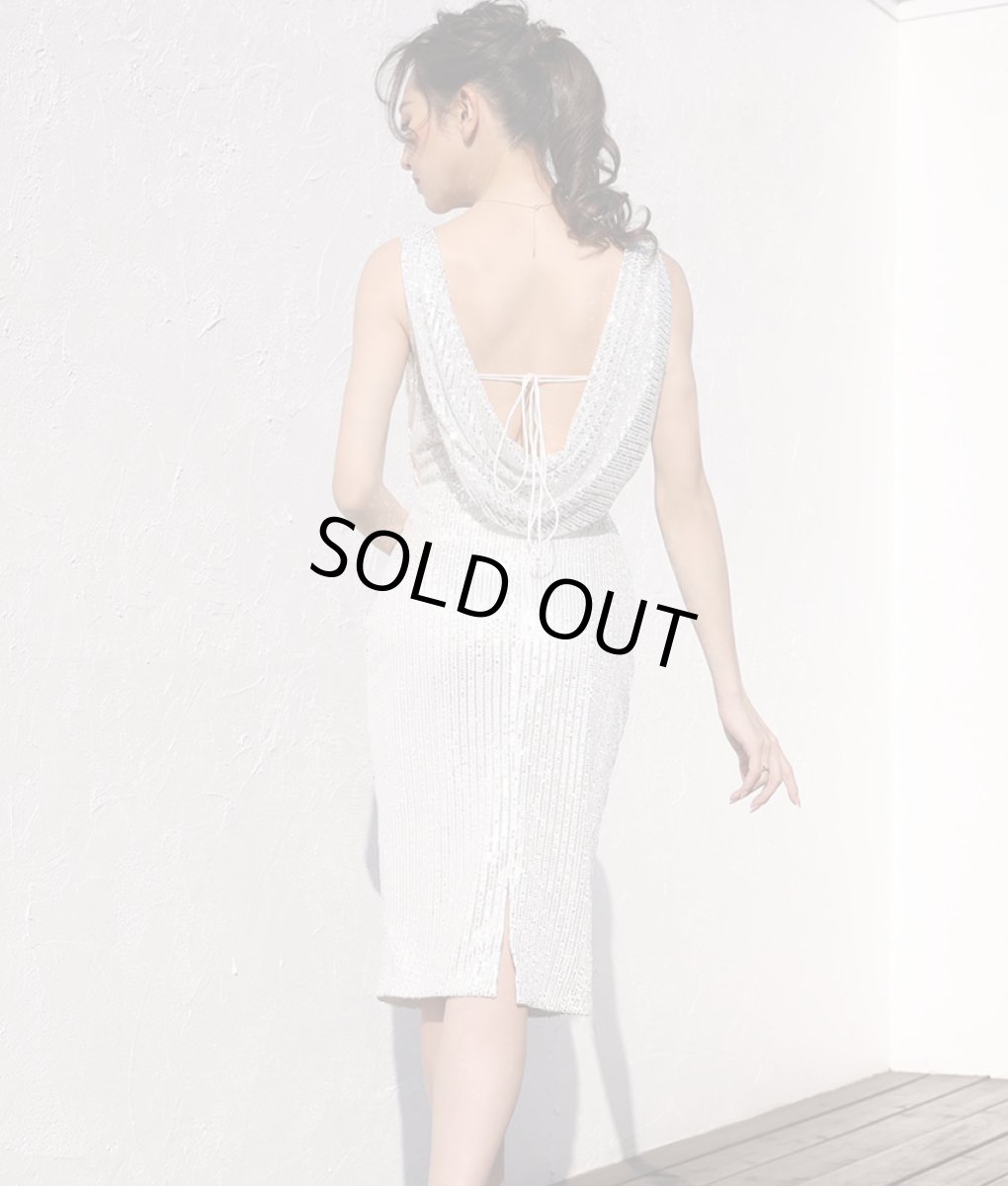 画像4: [rinfarre×JEANMACLEAN]オリジナル・総スパンコール・ラグジュアリー・背中開き・バックシャン・タイト・ミディアム・ドレス[MIRIN・山崎みどり着用]《送料＆代引き手数料無料》mywh (4)