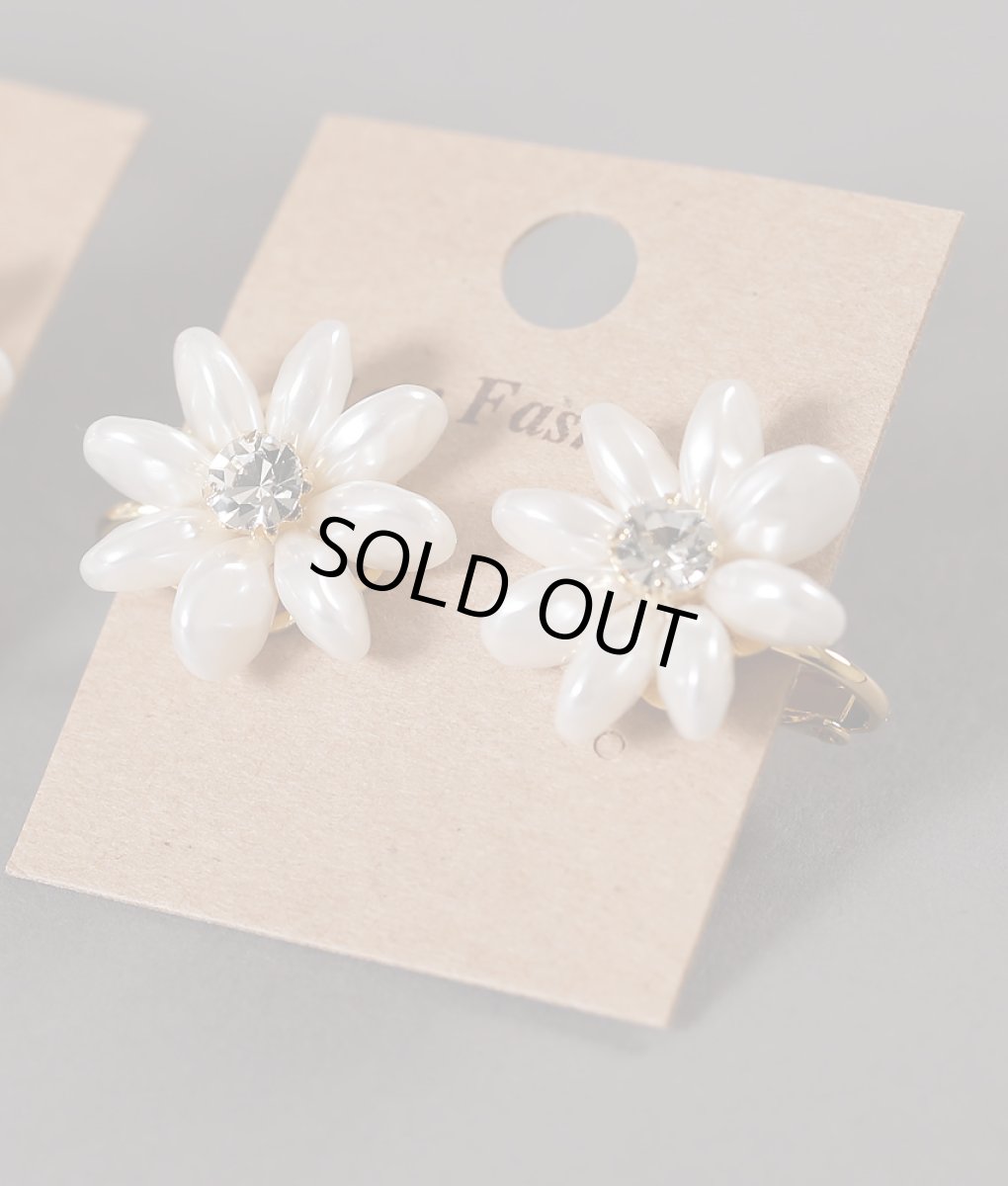 画像3: [ジュエリー][ピアス][イヤリング]パール・お花型・センタークリアストーン・イヤリング・ピアス (3)