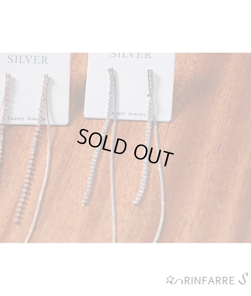 画像3: [ジュエリー][ピアス] シルバー925ポスト・ラインストーン・揺れる・ロング・スタッド・ピアス (3)