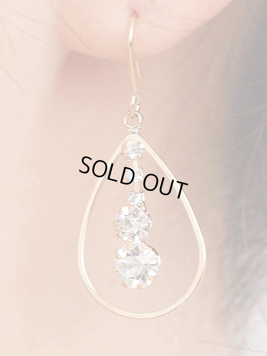 画像2: [ジュエリー][ピアス]ドロップ型・5連ストーン・フックピアス (2)