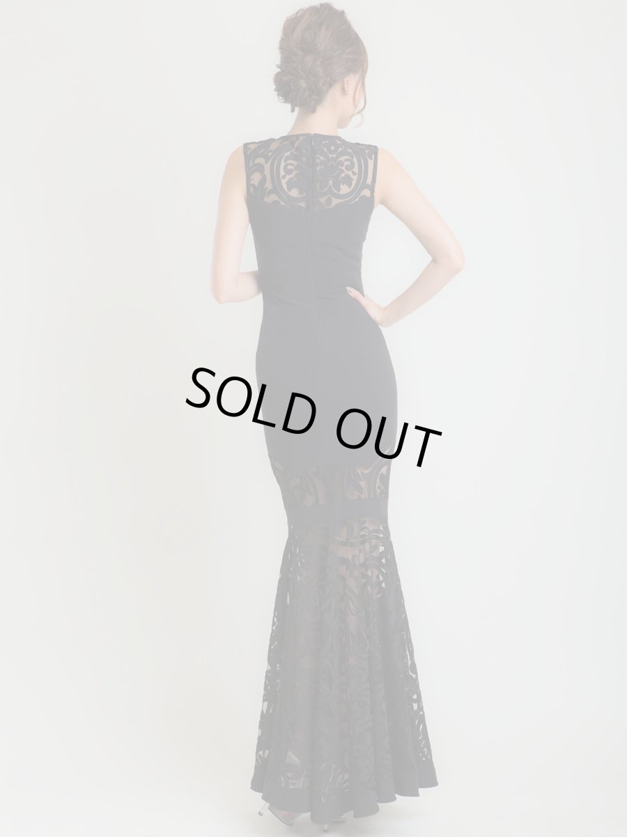 画像5: [お問い合わせ多数!!再入荷][韓国製][rinfarre] [薗田杏奈着用]シンプル・ケミカルレース・シースルー・ハートカット・大人・エレガント・ノースリーブ・タイト・マーメイドライン・ロングドレス《送料＆代引き手数料無料》 (5)