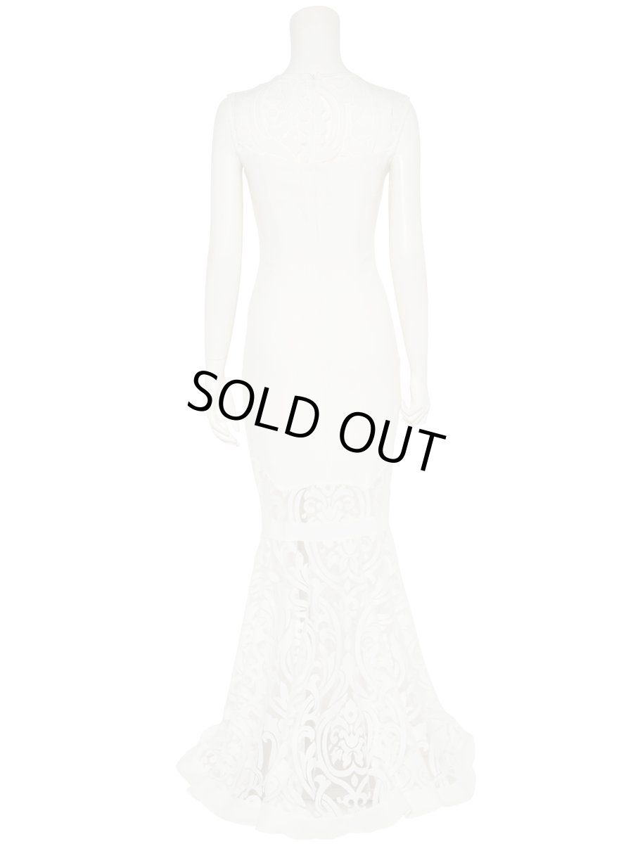 画像6: [お問い合わせ多数!!再入荷][韓国製][rinfarre] [薗田杏奈着用]シンプル・ケミカルレース・シースルー・ハートカット・大人・エレガント・ノースリーブ・タイト・マーメイドライン・ロングドレス《送料＆代引き手数料無料》 (6)