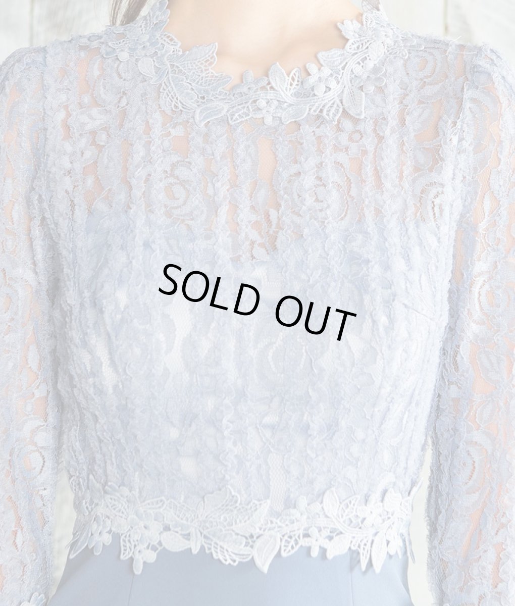 画像9: [SALE品のため返品不可＆再入荷なしの現品限り][韓国製][rinfarre]ブルーグレー・くすみカラー・ラウンドネック・切り替え・タイト・七分袖・ミディアムドレス・ワンピース[黒木麗奈着用] (9)