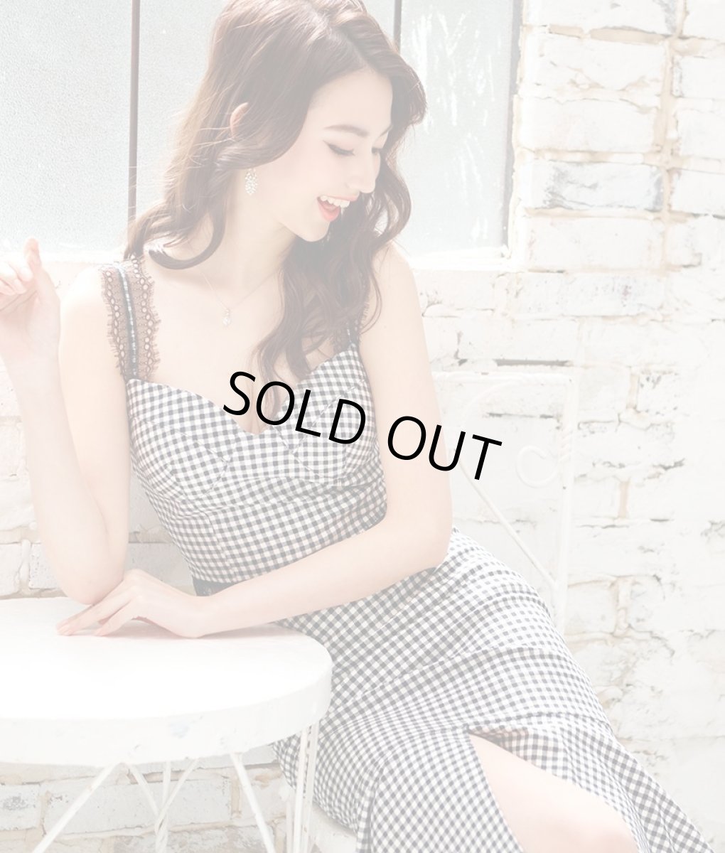 画像4: [SALE品のため返品不可＆再入荷なしの現品限り][韓国製][rinfarre]ブラック・ギンガムチェック・ポイントレースブラウス・マーメイド・ミディアムスカート・セットアップ・ツーピース[黒木麗奈着用]《送料＆代引き手数料無料》 (4)