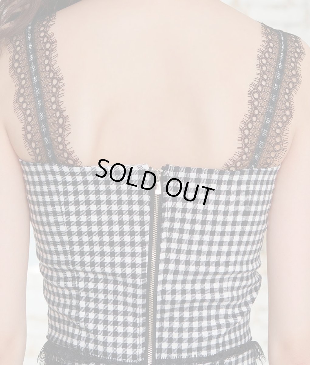 画像10: [SALE品のため返品不可＆再入荷なしの現品限り][韓国製][rinfarre]ブラック・ギンガムチェック・ポイントレースブラウス・マーメイド・ミディアムスカート・セットアップ・ツーピース[黒木麗奈着用]《送料＆代引き手数料無料》 (10)