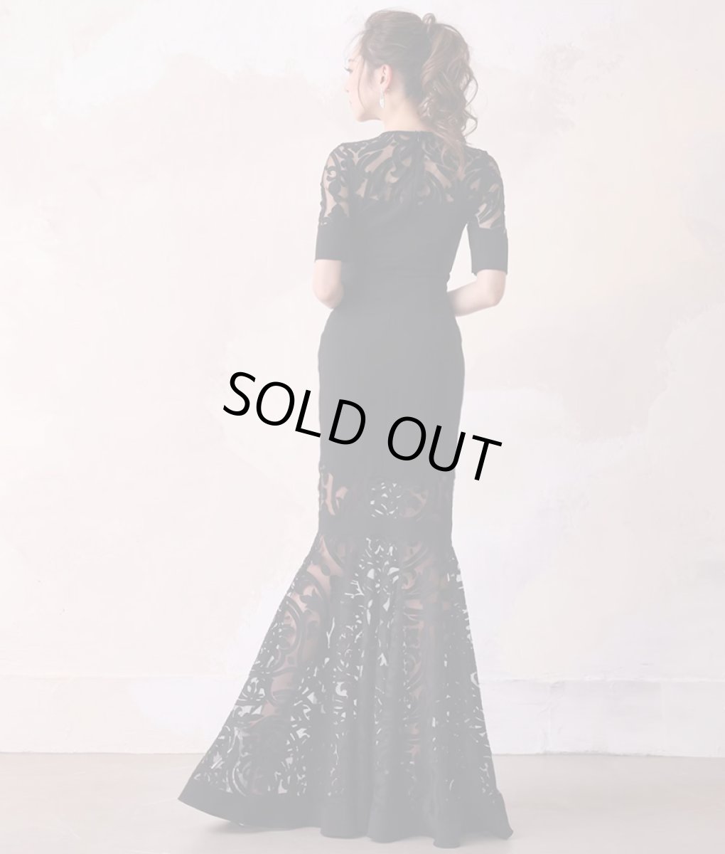 画像3: [韓国製][rinfarre]半袖・シンプル・ケミカルレース・シースルー・ハートカット・大人・エレガント・マーメイドライン・ロングドレス[山崎みどり着用]《送料＆代引き手数料無料》 (3)