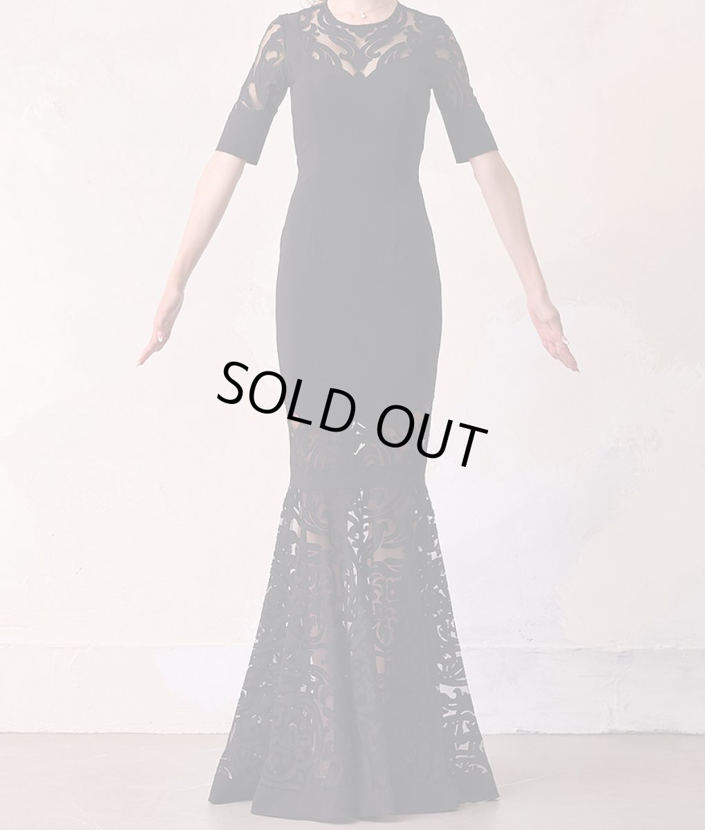 画像6: [韓国製][rinfarre]半袖・シンプル・ケミカルレース・シースルー・ハートカット・大人・エレガント・マーメイドライン・ロングドレス[山崎みどり着用]《送料＆代引き手数料無料》 (6)