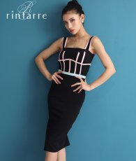 画像1: [韓国製][rinfarre][SALE品のため返品不可＆再入荷なしの現品限り]ブラック・ポップライン・ハイウエスト・ノースリーブ・タイト・ミディアムドレス・ワンピース[MIRIN着用][送料無料] (1)