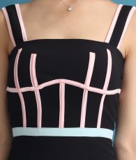 画像9: [韓国製][rinfarre][SALE品のため返品不可＆再入荷なしの現品限り]ブラック・ポップライン・ハイウエスト・ノースリーブ・タイト・ミディアムドレス・ワンピース[MIRIN着用][送料無料] (9)