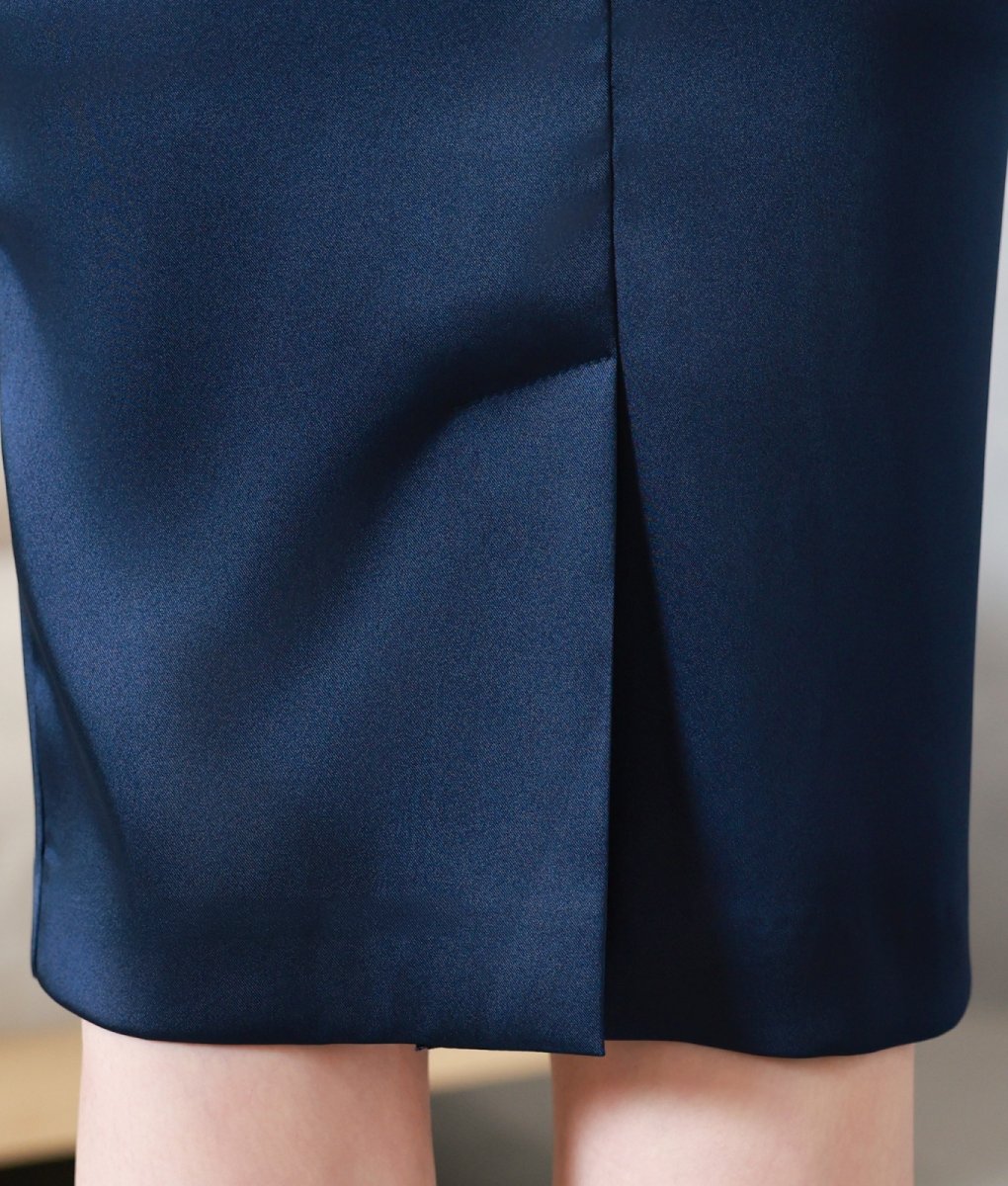 画像18: [韓国製][ S-Lサイズ / 2カラー ][rinfarre]シンプル・シャイニー・サテン生地・ノースリーブ・タック・ミディアムドレス・ワンピース[MIRIN・薗田杏奈着用][送料無料] (18)