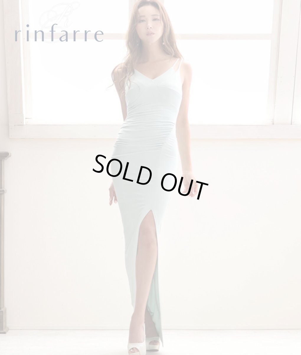 画像1: [韓国製][rinfarre][SALE品のため返品不可＆再入荷なしの現品限り]シンプル・無地・ギャザー入り・ストレッチ・スリット・キャミソール・タイト・ロングドレス[山崎みどり着用]《送料＆代引き手数料無料》myall (1)