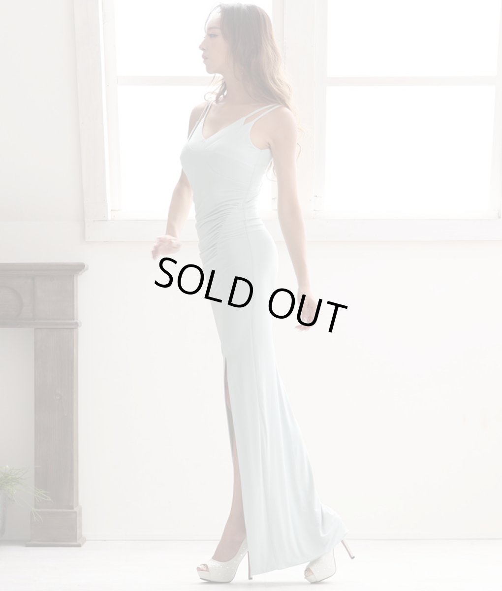 画像3: [韓国製][rinfarre][SALE品のため返品不可＆再入荷なしの現品限り]シンプル・無地・ギャザー入り・ストレッチ・スリット・キャミソール・タイト・ロングドレス[山崎みどり着用]《送料＆代引き手数料無料》myall (3)