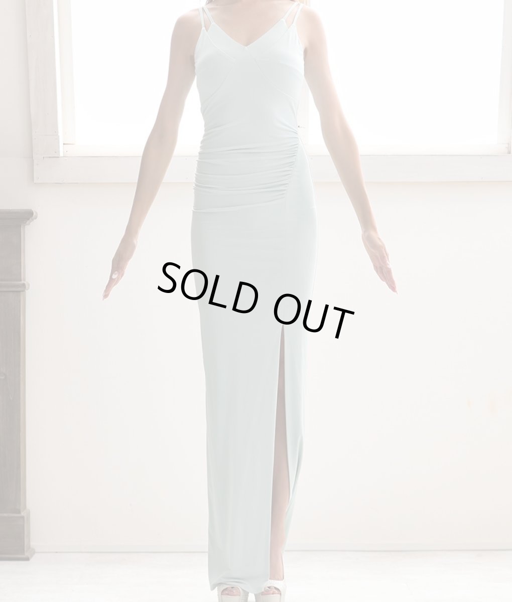 画像7: [韓国製][rinfarre][SALE品のため返品不可＆再入荷なしの現品限り]シンプル・無地・ギャザー入り・ストレッチ・スリット・キャミソール・タイト・ロングドレス[山崎みどり着用]《送料＆代引き手数料無料》myall (7)