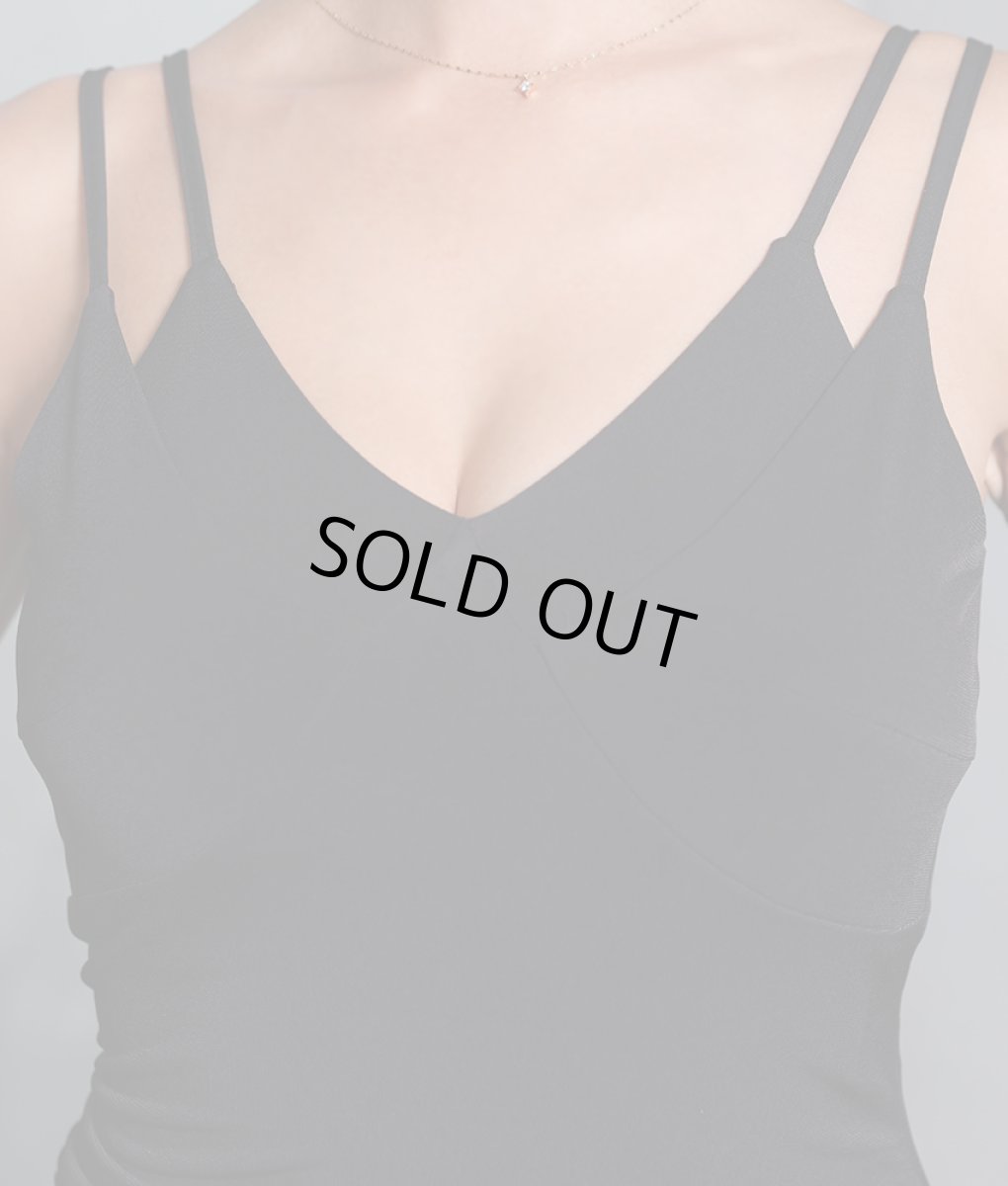 画像10: [韓国製][rinfarre][SALE品のため返品不可＆再入荷なしの現品限り]シンプル・無地・ギャザー入り・ストレッチ・スリット・キャミソール・タイト・ロングドレス[山崎みどり着用][送料無料]myall (10)