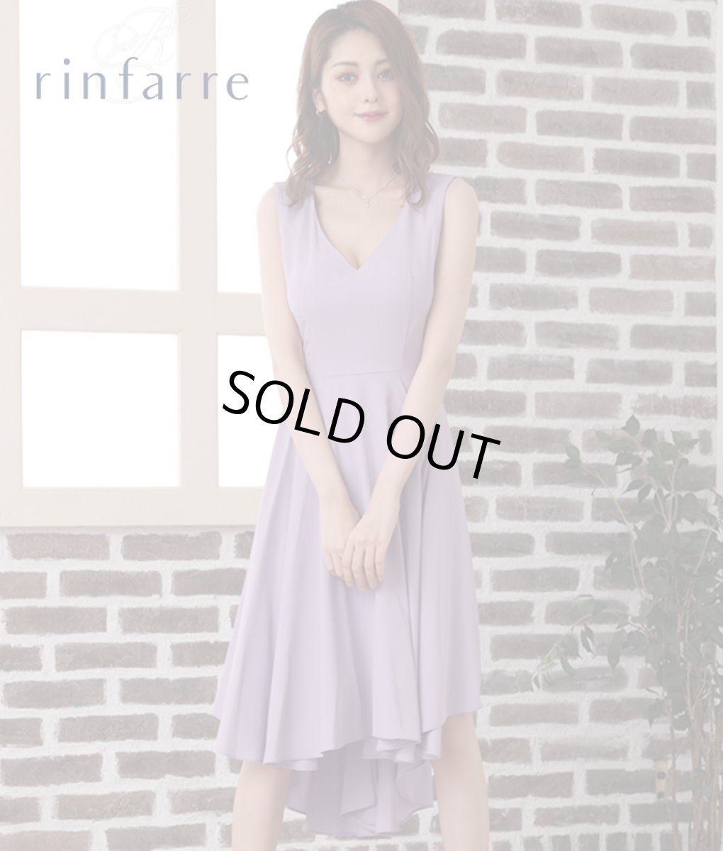 画像2: [韓国製][rinfarre][SALE品のため返品不可＆再入荷なしの現品限り]大人カラー・無地・ノースリーブ・Vネック・アシメントリー・Aライン・フレア・ミディアムドレス[山崎みどり・関あいか着用][送料無料]mybr (2)