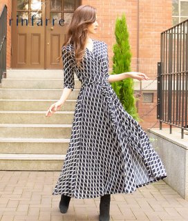 Rouje ラップワンピース カシュクール フラワー ロザリー ドレス グリーン Rouje ラップワンピース カシュクール フラワー ロザリー ドレス