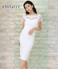 画像2: [韓国製][rinfarre][SALE品のため返品不可＆再入荷なしの現品限り]デコルテ＆半袖シースルーレース・刺繍・タイト・ハートカット・ミディアムドレス・膝丈・ワンピース[山崎みどり・MIRIN着用][送料無料]mywn (2)